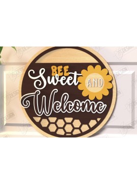 Intra απο ξύλο plywood 3mm-4mm πάχος Bee Welcome Sign Cut  | Επιγραφή τοίχου Δίασταση 30x20 cm INTRAFABR-123600487