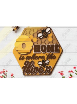 Σετ των 2 Intra απο ξύλο plywood 3mm-4mm πάχος Bee Welcome Sign Cut  | Επιγραφές τοίχου Δίασταση 30x20 cm INTRAFABR-123423987
