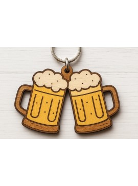 Σετ των 3 Intra απο ξύλο plywood 3mm-4mm πάχος Μπρελόκ Beer Cheers Δίασταση 6x6 cm INTRAFABR-120685058