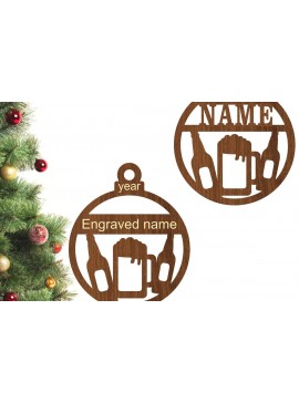 Σετ των 3 Intra απο ξύλο plywood 3mm-4mm πάχος Μπύρα Χριστουγεννιάτικο Στολίδι Δίασταση 3x3 cm INTRAFABR-77300742