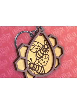 Σετ των 3 Intra απο ξύλο plywood 3mm-4mm πάχος Σχεδιασμός Μπρελόκ Bees | Σχεδιασμός Μπρελόκ Δίασταση 6x6 cm INTRAFABR-92538542