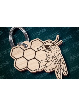 Σετ των 3 Intra απο ξύλο plywood 3mm-4mm πάχος Σχέδιο Μπρελόκ Bees Σχέδιο κοπής με λέιζερ Δίασταση 6x6 cm INTRAFABR-94069677