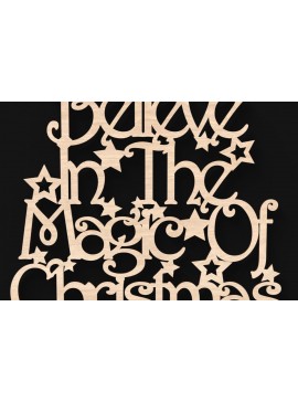 Σετ των 2 Intra απο ξύλο plywood 3mm-4mm πάχος Πιστέψτε στη μαγεία του ζωδίου των Χριστουγέννων Δίασταση 30x30 cm INTRAFABR-104312006