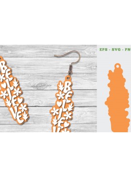 Σετ των 3 Intra απο ξύλο plywood 3mm-4mm πάχος Πιστέψτε σκουλαρίκια κοπής με λέιζερ Δίασταση 3x3 cm INTRAFABR-111648005