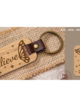 Σετ των 3 Intra απο ξύλο plywood 3mm-4mm πάχος Μπρελόκ Believe Cut  Δίασταση 6x6 cm INTRAFABR-115706632