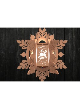 Σετ των 3 Intra απο ξύλο plywood 3mm-4mm πάχος Στολίδι φαναριού Bell Snowflake Δίασταση 3x3 cm INTRAFABR-111000839