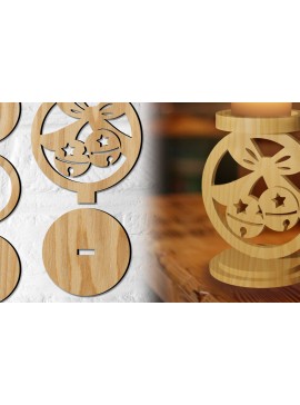 Σετ των 2 Intra απο ξύλο plywood 3mm-4mm πάχος Κηροπήγιο Bells | Χριστούγεννα Δίασταση 15x15 cm INTRAFABR-77070175