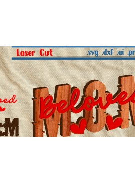 Σετ των 2 Intra απο ξύλο plywood 3mm-4mm πάχος Beloved Mom - Eps Ai Δίασταση 15x15 cm INTRAFABR-65293663