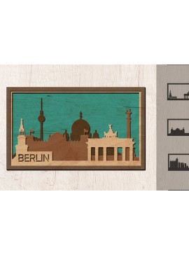 Σετ των 2 Intra απο ξύλο plywood 3mm-4mm πάχος Berlin Skyline , Multi-layer Δίασταση 30x20 cm INTRAFABR-14910789