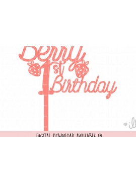 Σετ των 2 Intra απο ξύλο plywood 3mm-4mm πάχος Berry 1st Birthday Cake Topper Δίασταση 15x15 cm INTRAFABR-101917391