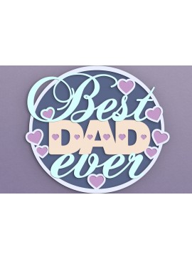 Σετ των 3 Intra απο ξύλο plywood 3mm-4mm πάχος Το καλύτερο Dad Ever 3D Layered Cake Topper Δίασταση 7x7 cm INTRAFABR-67648258