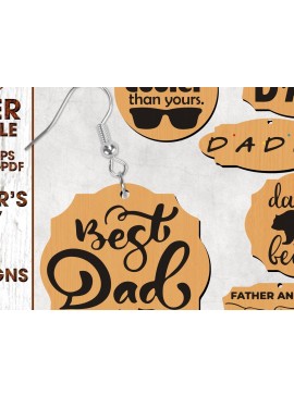 Σετ των 3 Intra απο ξύλο plywood 3mm-4mm πάχος με τα καλύτερα σκουλαρίκια Dad Ever Δίασταση 2x2 cm INTRAFABR-31066548