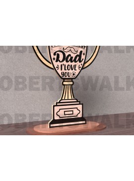 Σετ των 2 Intra απο ξύλο plywood 3mm-4mm πάχος Καλύτερο Dad Trophy Δίασταση 15x15 cm INTRAFABR-122114555