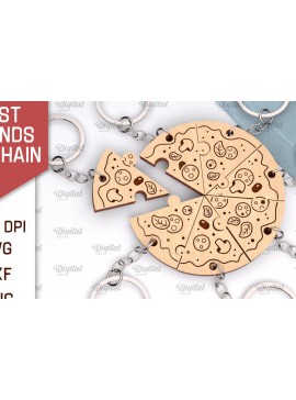 Σετ των 3 Intra απο ξύλο plywood 3mm-4mm πάχος με μπρελόκ Best Friends Δίασταση 6x6 cm INTRAFABR-104621186