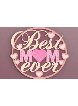 Σετ των 3 Intra απο ξύλο plywood 3mm-4mm πάχος Καλύτερο Mom Ever 3D Layered Cake Topper Δίασταση 7x7 cm INTRAFABR-67648534