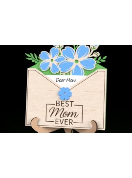 Σετ των 2 Intra απο ξύλο plywood 3mm-4mm πάχος Καλύτερη μαμά ποτέ λουλουδάτο σημάδι φακέλου Δίασταση 30x20 cm INTRAFABR-119418762