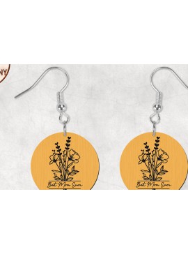 Σετ των 3 Intra απο ξύλο plywood 3mm-4mm πάχος Τα καλύτερα Mom Ever Flower Boho σκουλαρίκια Δίασταση 4x4 cm INTRAFABR-27693932