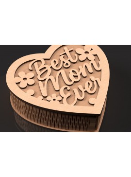 Σετ των 3 Intra απο ξύλο plywood 3mm-4mm πάχος Το καλύτερο Mom Ever Heart Box Δίασταση 8x8 cm INTRAFABR-119716281