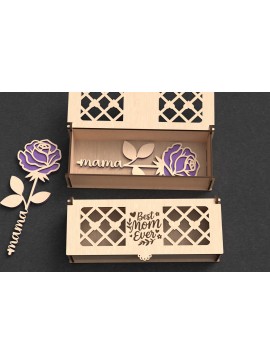Σετ των 3 Intra απο ξύλο plywood 3mm-4mm πάχος Το καλύτερο Mom Ever Rose Gift Box Δίασταση 10x10 cm INTRAFABR-119591788