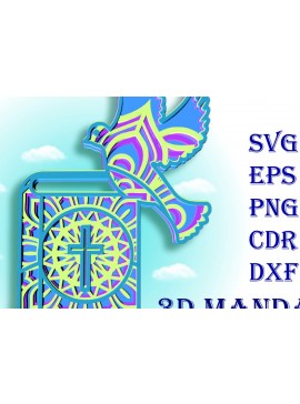 Intra απο ξύλο plywood 3mm-4mm πάχος Βίβλος και περιστέρι, 3d Mandala Δίασταση 30x30 cm INTRAFABR-25583133