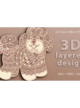 Σετ των 3 Intra απο ξύλο plywood 3mm-4mm πάχος περικοπής 3D Layered Bichon Frize Dog Δίασταση 7x7 cm INTRAFABR-37191596