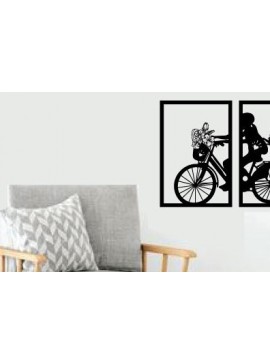 Σετ των 2 Intra απο ξύλο plywood 3mm-4mm πάχος κοπής με λέιζερ μεταλλικού τοίχου Bicycly Δίασταση 40x40 cm INTRAFABR-79015325