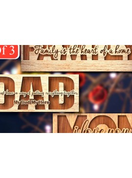 Σετ των 2 Intra απο ξύλο plywood 3mm-4mm πάχος Μεγάλη δέσμη της Family Mom Dad Cut  Δίασταση 15x15 cm INTRAFABR-25163071
