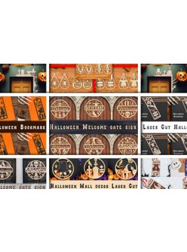 Σετ των 2 Intra απο ξύλο plywood 3mm-4mm πάχος Big Halloween Δίασταση 15x15 cm INTRAFABR-79757847