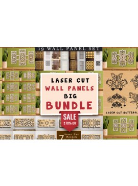 Σετ των 2 Intra απο ξύλο plywood 3mm-4mm πάχος πάνελ τοίχου μεγάλης κοπής με λέιζερ Δίασταση 30x30 cm INTRAFABR-99135231