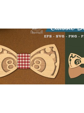 Σετ των 2 Intra απο ξύλο plywood 3mm-4mm πάχος Παπιγιόν με λέιζερ μπάλα μπιλιάρδου Δίασταση 15x15 cm INTRAFABR-112552552