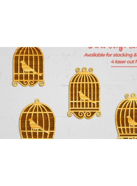 Σετ των 3 Intra απο ξύλο plywood 3mm-4mm πάχος Σκουλαρίκια Bird Cage - 1 Δίασταση 3x3 cm INTRAFABR-102058238