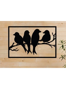 Σετ των 2 Intra απο ξύλο plywood 3mm-4mm πάχος κοπής με λέιζερ ντεκόρ Bird, Τέχνη τοίχου Δίασταση 40x40 cm INTRAFABR-65356544