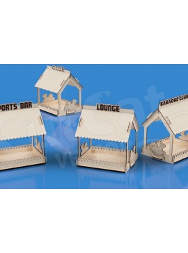 Σετ των 2 Intra απο ξύλο plywood 3mm-4mm πάχος Τροφοδότης πουλιών με αστείες επιγραφές Δίασταση 15x15 cm INTRAFABR-119312670
