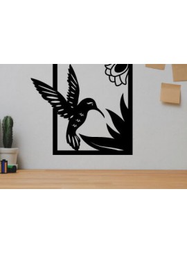 Σετ των 2 Intra απο ξύλο plywood 3mm-4mm πάχος Bird Flower  Μεταλλικός τοίχος Art Bird Δίασταση 40x40 cm INTRAFABR-75399085