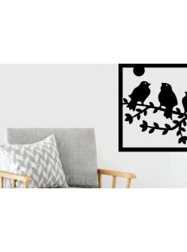 Intra απο ξύλο plywood 3mm-4mm πάχος Bird Flower  Μεταλλικός τοίχος Art Bird Δίασταση 40x40 cm INTRAFABR-75475315