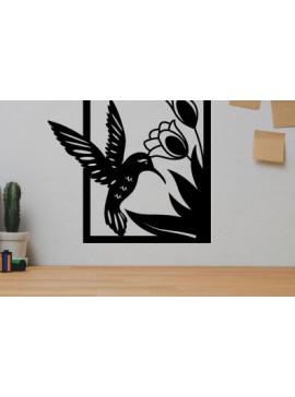 Σετ των 2 Intra απο ξύλο plywood 3mm-4mm πάχος Bird Flower  Μεταλλικός τοίχος Art Bird Δίασταση 40x40 cm INTRAFABR-75398956