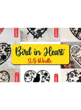 Σετ των 3 Intra απο ξύλο plywood 3mm-4mm πάχος με κομμένο λέιζερ Bird in Heart Decor Δίασταση 4x4 cm INTRAFABR-99137470