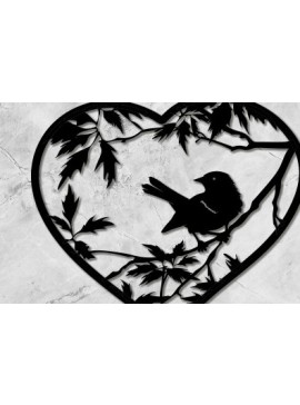 Σετ των 2 Intra απο ξύλο plywood 3mm-4mm πάχος Bird in Heart Δίασταση 15x15 cm INTRAFABR-101005537
