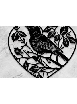 Σετ των 2 Intra απο ξύλο plywood 3mm-4mm πάχος Bird in Heart Δίασταση 15x15 cm INTRAFABR-100870647