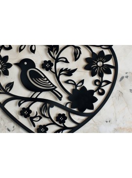 Σετ των 3 Intra απο ξύλο plywood 3mm-4mm πάχος Bird in Heart Decor τοίχου με λέιζερ Δίασταση 4x4 cm INTRAFABR-99106849