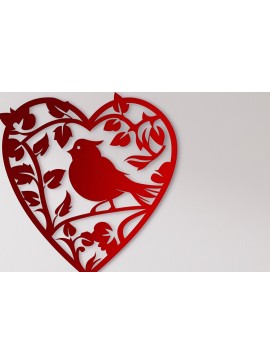 Σετ των 3 Intra απο ξύλο plywood 3mm-4mm πάχος Bird in Heart Decor τοίχου με λέιζερ Δίασταση 4x4 cm INTRAFABR-98988834