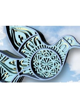 Σετ των 2 Intra απο ξύλο plywood 3mm-4mm πάχος Bird Mandala, Dove, , 3d Δίασταση 30x30 cm INTRAFABR-31747023