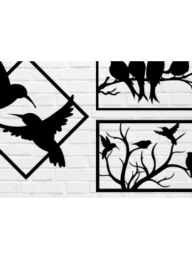 Σετ των 2 Intra απο ξύλο plywood 3mm-4mm πάχος κοπής με λέιζερ μεταλλικού τοίχου Bird Δίασταση 40x40 cm INTRAFABR-76807886