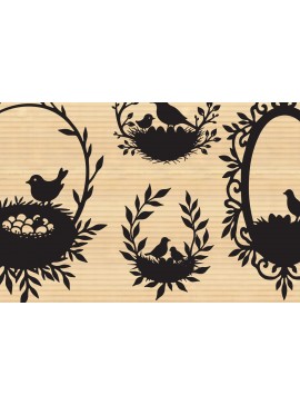 Σετ των 3 Intra απο ξύλο plywood 3mm-4mm πάχος σιλουέτας φωλιάς πουλιών Δίασταση 4x4 cm INTRAFABR-123565600