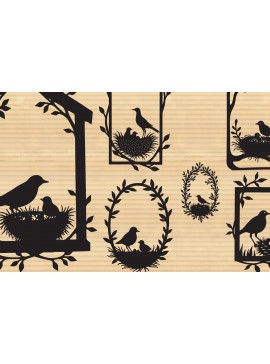 Σετ των 3 Intra απο ξύλο plywood 3mm-4mm πάχος σιλουέτας φωλιάς πουλιών Δίασταση 4x4 cm INTRAFABR-123565602