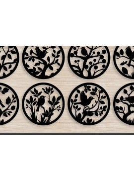 Σετ των 2 Intra απο ξύλο plywood 3mm-4mm πάχος αρχείων αποκοπής Bird on Branch Δίασταση 30x20 cm INTRAFABR-92623204