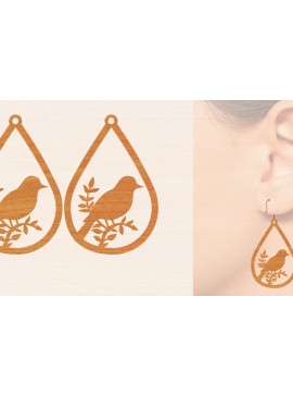 Σετ των 3 Intra απο ξύλο plywood 3mm-4mm πάχος Ξύλινα σκουλαρίκια Bird Cut  Δίασταση 3x3 cm INTRAFABR-98428004