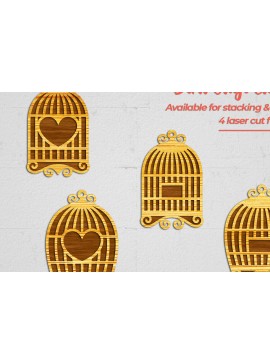 Σετ των 3 Intra απο ξύλο plywood 3mm-4mm πάχος Σκουλαρίκια Birdcage - 3 Δίασταση 3x3 cm INTRAFABR-102058718