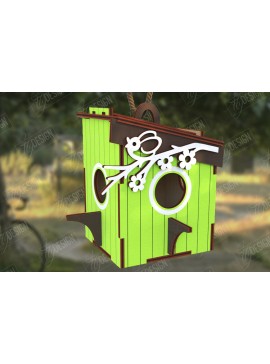 Σετ των 2 Intra απο ξύλο plywood 3mm-4mm πάχος Birdhouse Cut  | Τροφοδότης πουλιών | CNC Δίασταση 15x15 cm INTRAFABR-122677843