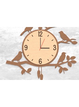 Σετ των 2 Intra απο ξύλο plywood 3mm-4mm πάχος Ρολόι τοίχου Birds on Branch - Δίασταση 30x20 cm INTRAFABR-118392919